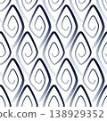 Seamless geometric pattern with repeating rhombuses. Stylized ethnic ornament vector illustration. Gradient black spirals curl on white background 138929352