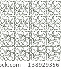 Monochrome leaves contour on white background. Square medieval plant embroidery ornament. Square leaves coloring page. Antique style seamless pattern 138929356