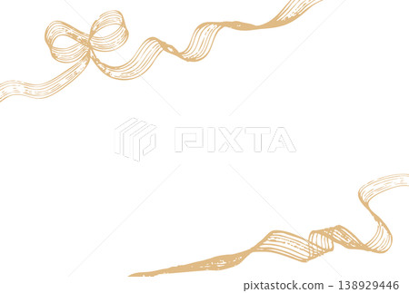 Hand-painted rake-style diagonal ribbon frame, gold. Hand-painted rake-style diagonal ribbon frame, gold. 138929446