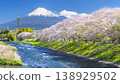 The breathtaking view of Ryuganbuchi, a popular tourist spot in Shizuoka, with cherry blossom trees and Mount Fuji seen from the Urui River [Fuji City, Shizuoka Prefecture] 138929502