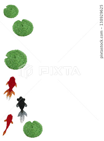 【金魚與水生植物豎框】手工刺繡插畫素材 【金魚與水生植物豎框】手工刺繡插畫素材 138929625
