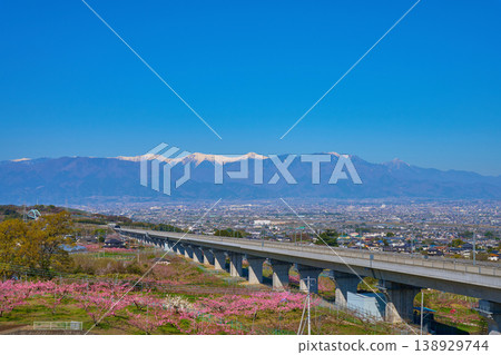 View to the west from the Kachoyama Observatory in Misaka-cho, Fuefuki City, Yamanashi Prefecture in spring (Southern Alps, Kofu Basin, Minami-Alps City, etc.) View to the west from the Kachoyama Observatory in Misaka-cho, Fuefuki City, Yamanashi Prefecture in spring (Southern Alps, Kofu Basin, Minami-Alps City, etc.) 138929744