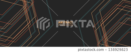 Geometric neon line abstract background, sparse copper wireframe polygons forming angular circuit like pattern, moody dark palette with subtle glow, strong perspective and depth, sleek modern 138929823