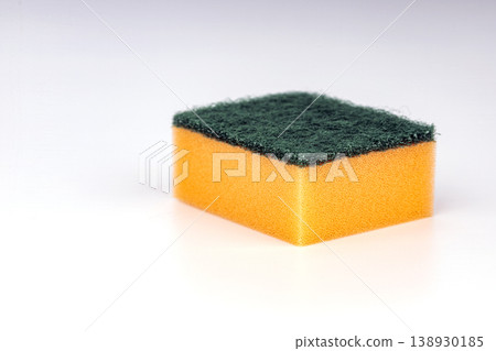 Dual-Sided Kitchen Sponge with Abrasive Green Scrubber and Yellow Foam Base for Effective Cleaning Dual-Sided Kitchen Sponge with Abrasive Green Scrubber and Yellow Foam Base for Effective Cleaning 138930185