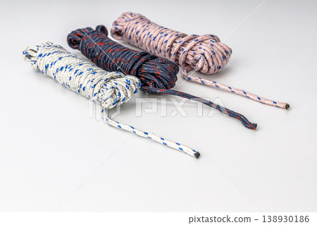 Multicolor Braided Rope Cords Collection - Nautical Marine Assorted Bundle with White Blue Red Patterns 138930186
