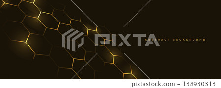 Hexagon technology black and gold colored honeycomb abstract background. Hexagon technology black and gold colored honeycomb abstract background. 138930313