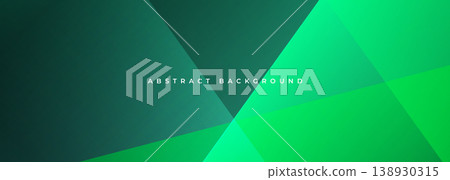 Green geometric abstract background showcasing layered angles, gradient light and smooth planes creating subtle depth ideal corporate tech presentation backdrop or product hero banner with modern 138930315
