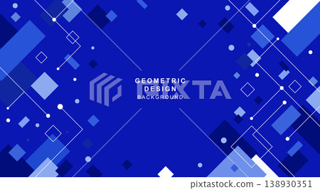 Geometric blue background material combining lines, squares, circles, etc. 138930351