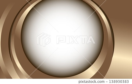 Gold metallic rings abstract background radiating warm glow, concentric circles creating depth, glossy bronze and gold gradients, soft spotlight center, sleek modern texture for premium branding 138930383