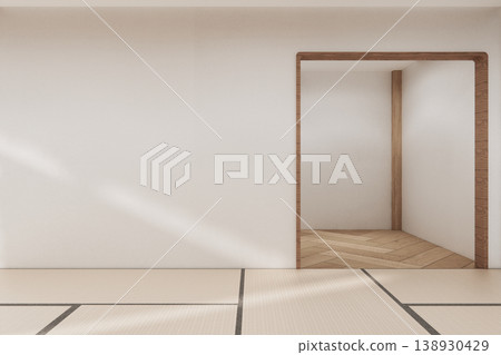 Modern japandi style with floor tatami japanese on white room bright minimal. 3D rendering 138930429
