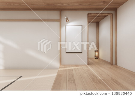 Modern japandi style with floor tatami japanese on white room bright minimal. 3D rendering 138930440