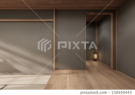 Mockup Gray colorwall on Empty room minimal with decoration, modern interior 3D illustration rendering 138930443