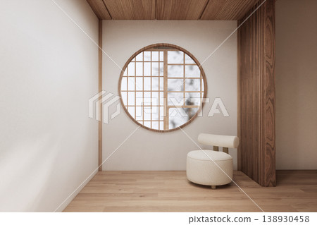 Mock up interior Built-in wall minimalist,Empty white wall on wooden floor room japandi modern style.3D rendering Mock up interior Built-in wall minimalist,Empty white wall on wooden floor room japandi modern style.3D rendering 138930458