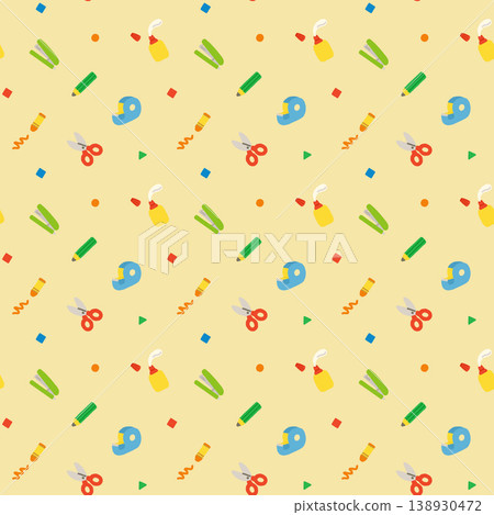 Colorful pattern of craft tools and stationery background (scissors, crayons, pencils, colored paper, art supplies) Colorful pattern of craft tools and stationery background (scissors, crayons, pencils, colored paper, art supplies) 138930472
