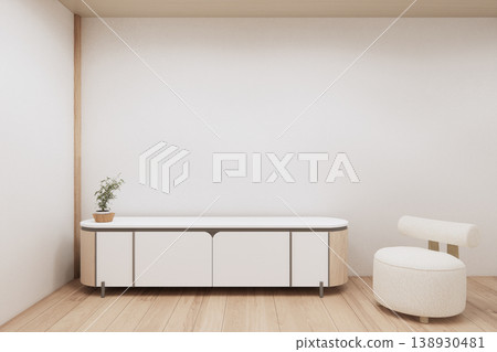 Mockup cabinet in japandi modern empty white room japanese minimal designs, 3d rendering Mockup cabinet in japandi modern empty white room japanese minimal designs, 3d rendering 138930481