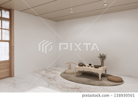 Empty room - Clean room ,Minimalist interior design, white wall on granite tiles floor. 3d rendering Empty room - Clean room ,Minimalist interior design, white wall on granite tiles floor. 3d rendering 138930501