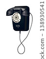 Old vintage wall-mounted rotary dial telephone. Vector. 138930541