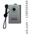 Coin-operated street telephone with rotary dial. Vector. 138930544