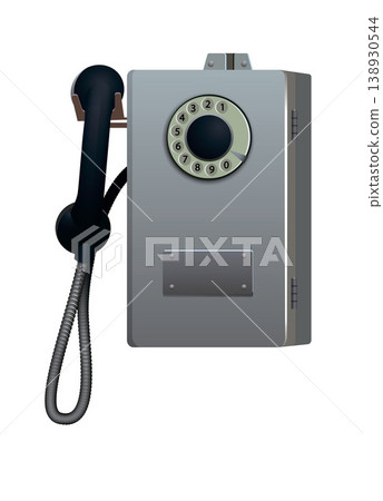 Coin-operated street telephone with rotary dial. Vector. Coin-operated street telephone with rotary dial. Vector. 138930544