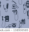 Seamless texture with vintage telephones. Vector. 138930585