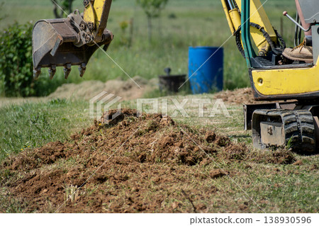 Earthworks, exterior works with machinery, industry Earthworks, exterior works with machinery, industry 138930596