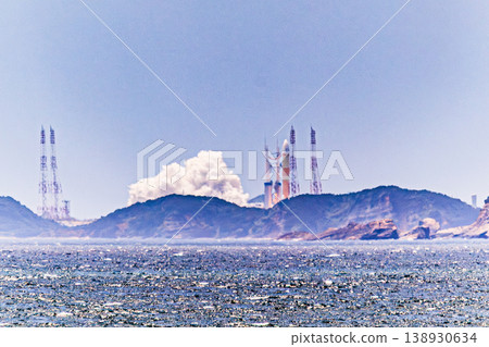The moment of the H-III rocket launch at Tanegashima, Kagoshima. 138930634