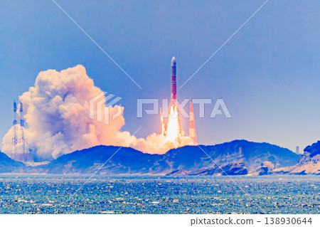 The dynamic moment of flames and smoke immediately after the launch of the H-III rocket. 138930644