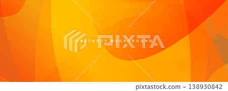 Vibrant orange curved shapes abstract background smooth gradient layers creating warm glow and flowing motion, ideal for modern branding, presentation headers, posters, social media banners, digital 138930842