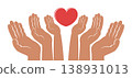 Silhouettes of a father, mother and child holding a heart on a white. International Family Day 138931013