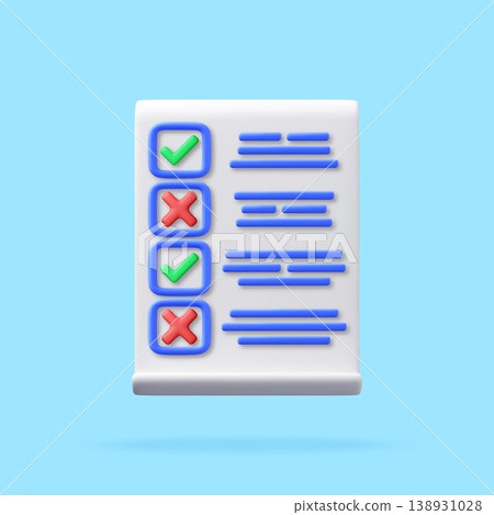 3d checklist with check mark and cross mark 138931028