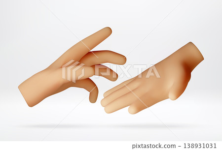 Two 3D hands reaching towards each other Two 3D hands reaching towards each other 138931031