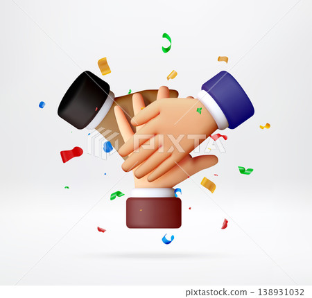 3d stack of hands representing unity and partnership. 3d stack of hands representing unity and partnership. 138931032
