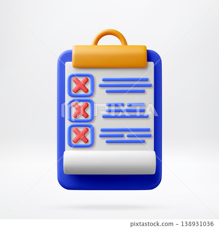 3D Clipboard with multiple red cross marks 138931036