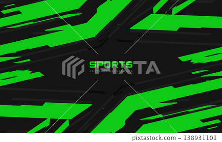 Neon green sports abstract background with sharp black angular lines, dynamic diagonal streaks and highcontrast composition conveying speed and energy, perfect for branding, posters and digital 138931101