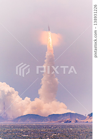 The trajectory of the H-III rocket stretches straight into the blue sky. The trajectory of the H-III rocket stretches straight into the blue sky. 138931226