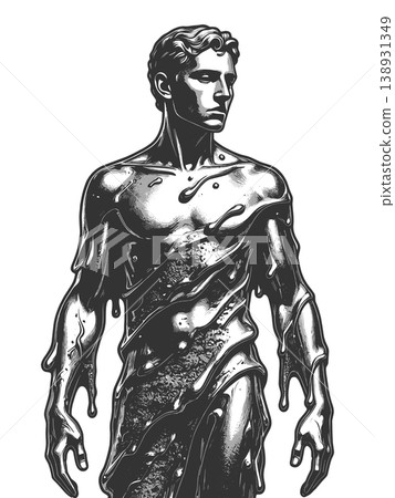 Liquid Metal Human Body Futuristic Sculpture Style 138931349