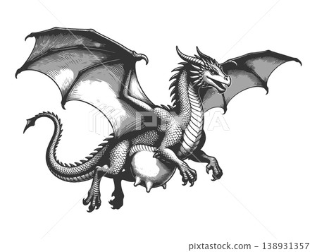 Flying Dragon with Wings and Fantasy Creature 138931357
