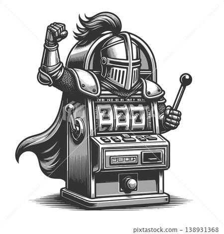Knight Wearing Slot Machine Armor Casino Concept Knight Wearing Slot Machine Armor Casino Concept 138931368