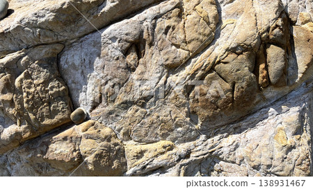 Honohoshi Coast, Amami Oshima: The rugged texture of the rock face sculpted by nature. 138931467