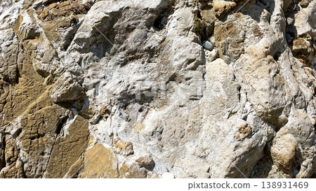 Honohoshi Coast, Amami Oshima: The rugged texture of the rock face sculpted by nature. 138931469