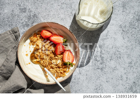 Healthy yogurt bowl with granola and fresh berries for clean eating diet Healthy yogurt bowl with granola and fresh berries for clean eating diet 138931659