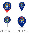 Michigan State Flag Map Pin Icons Set Collection 138931715