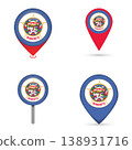 Minnesota State Flag Map Pin Icons Set Collection 138931716