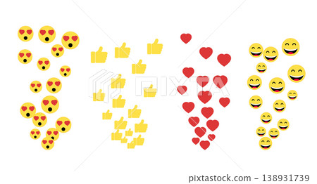 Social media emoji icons floating on white 138931739
