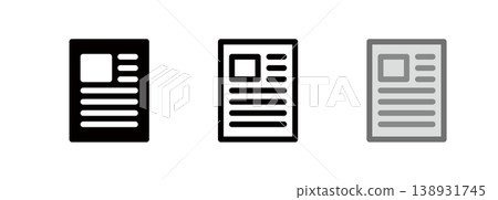 Resume icon. Newspaper and magazine icons. Resume icon. Newspaper and magazine icons. 138931745