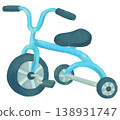 淺藍色三輪車的插圖 138931747