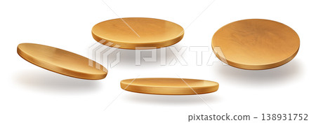 Wooden round podium, plates with realistic texture Wooden round podium, plates with realistic texture 138931752