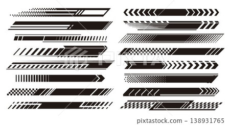 Dynamic black racing stripes with checkered design Dynamic black racing stripes with checkered design 138931765