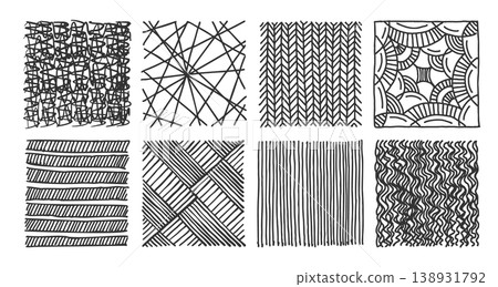 Hand drawn crosshatch patterns with pencil sketch Hand drawn crosshatch patterns with pencil sketch 138931792