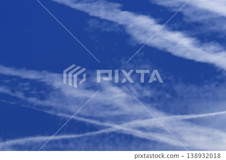 Traces airplane blue sky clouds background abstract lines stripes pattern Traces airplane blue sky clouds background abstract lines stripes pattern 138932018